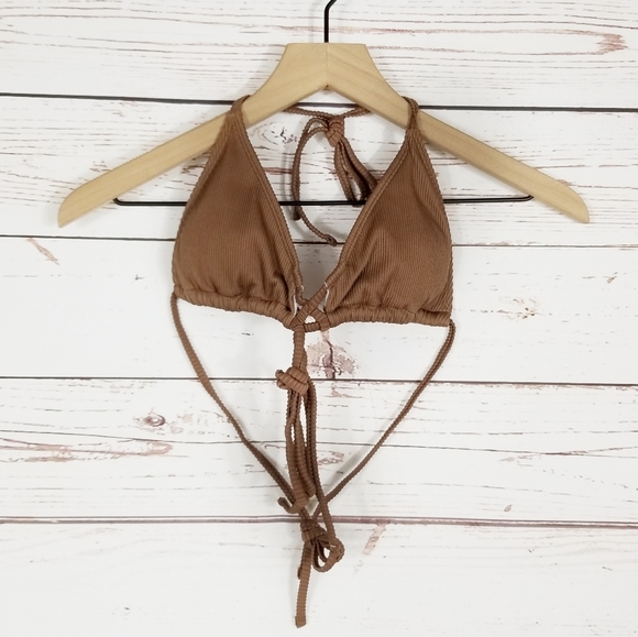 Shein | Brown Ribbed Crisscross Thong Bikini Set NEW - Picture 3 of 9